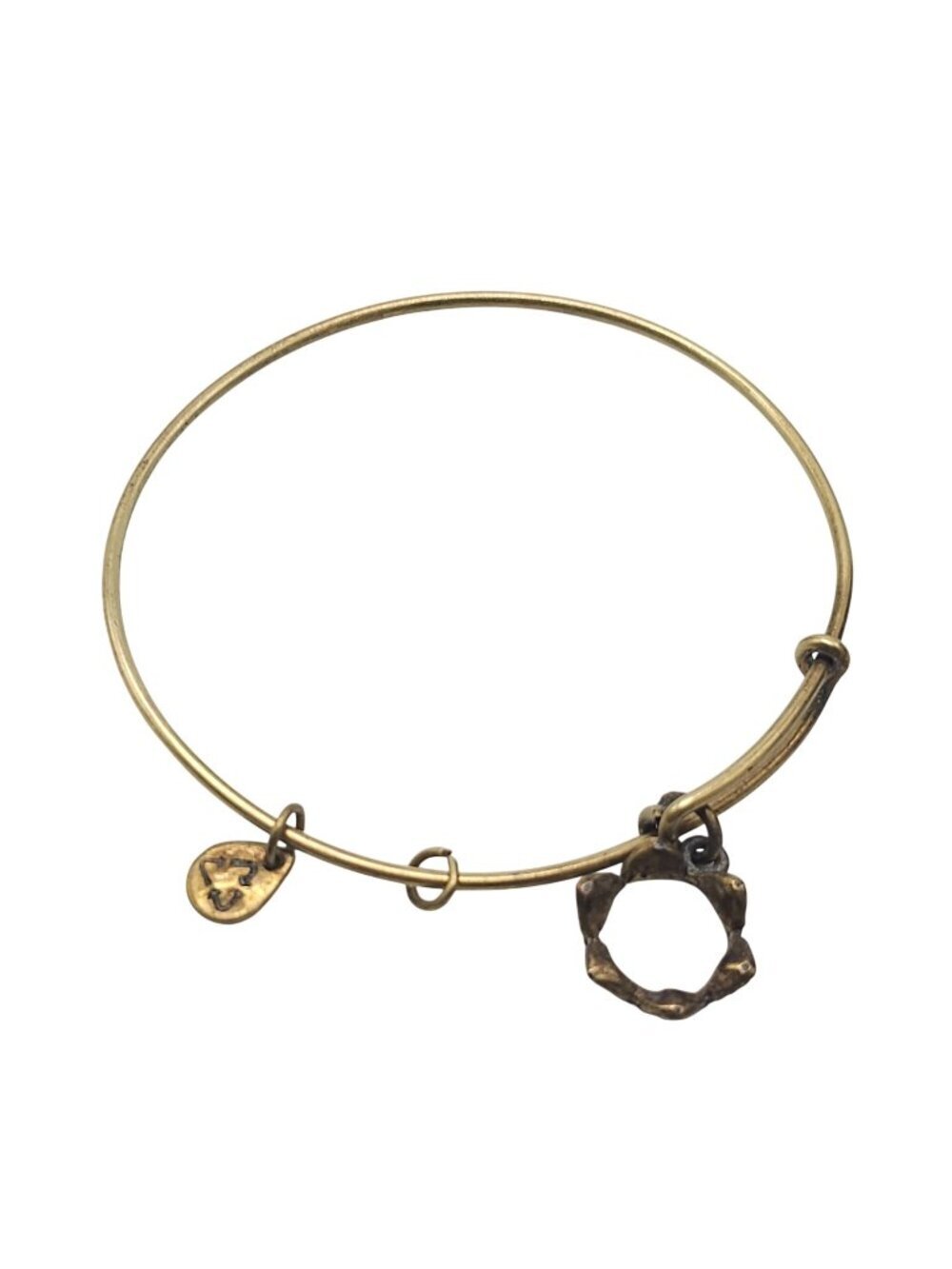 Alex And Ani Gold-Tone Rhinestone Crown Charm Bangle Bracelet Adjustable Jewelry